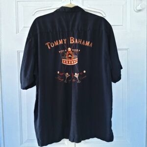 Tommy Bahama King of the Green Black Silk shirt with Golf clubs & Martinis